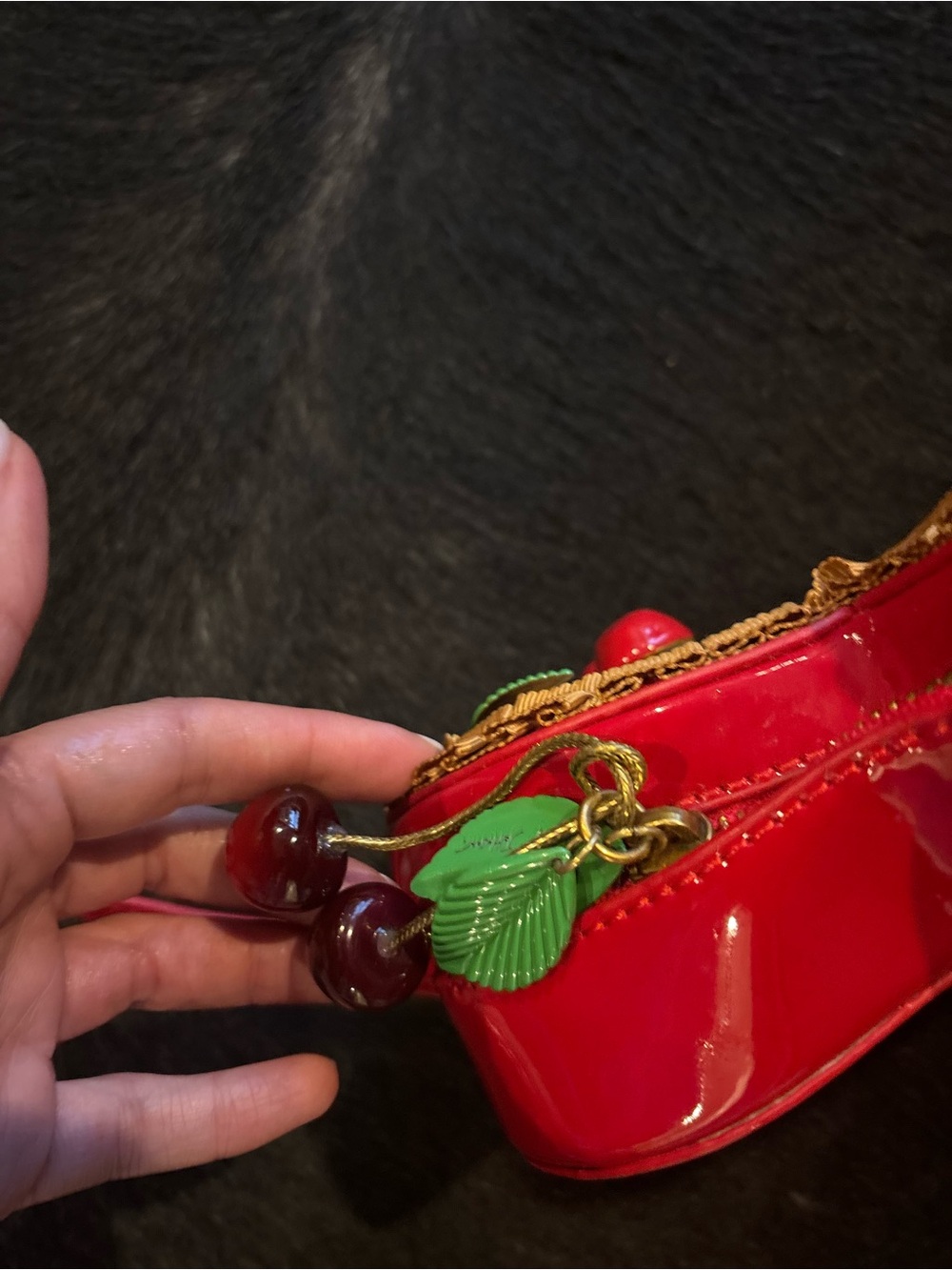 Betsey Johnson Heart-Shaped Woven Straw Crossbody Bag with Cherry Accent - Red - Picture 5 of 9